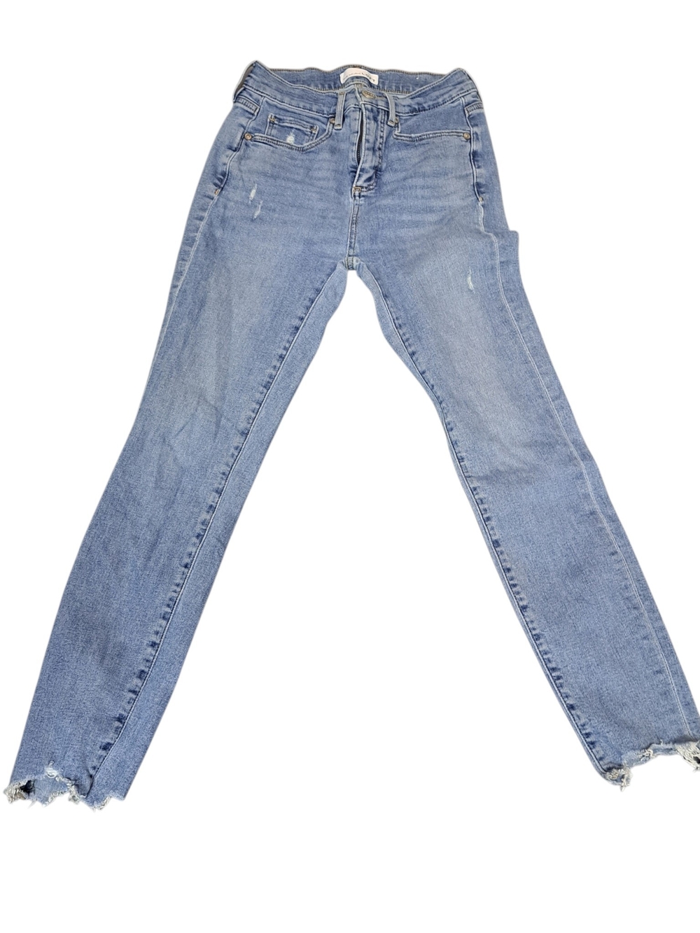 LOFT Women’s Size 25/0 Slim Pocket Skinny Jeans Light Wash Distressed Raw Hem